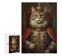 Casse-tête pour Adolescents 300 PCS Anthropomorphic King Cat Casse-tête pour Adultes, Jeu De Réflexion, Décoration Intérieure, Cadeaux Anti-Stress 300 PCS