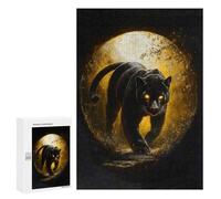Casse-tête pour Adolescents 300 PCS Black Panther with Glowing Eyes Casse-tête pour Adultes, Jeu De Réflexion, Décoration Intérieure, Cadeaux Anti-Stress 300 PCS
