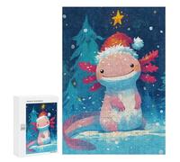 Casse-tête pour Adolescents 300 PCS Christmas Axolotl Santa Hat Casse-tête pour Adultes, Jeu De Réflexion, Décoration Intérieure, Cadeaux Anti-Stress 300 PCS