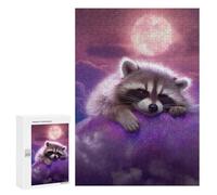 Casse-tête pour Adolescents 300 PCS Cute Dreaming Raccoon Casse-tête pour Adultes, Jeu De Réflexion, Décoration Intérieure, Cadeaux Anti-Stress 300 PCS