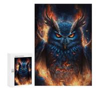 Casse-tête pour Adolescents 300 PCS Flaming Owl Artwork Casse-têtes pour Adultes, Jeu De Réflexion, Anti-Stress, Cadeau d'anniversaire Original 300 PCS