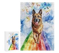 Casse-tête pour Adolescents 300 PCS German Shepherd Rainbow Bridge Casse-tête pour Adultes, Jeu De Réflexion, Décoration Intérieure, Cadeaux Anti-Stress 300 PCS