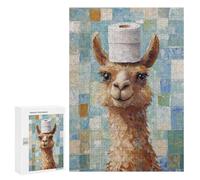 Casse-tête pour Adolescents 300 PCS Llama with Toilet Paper Hat Casse-tête pour Adultes, Jeu De Réflexion, Décoration Intérieure, Cadeaux Anti-Stress 300 PCS
