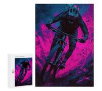 Casse-tête pour Adolescents 300 PCS Mountain Biker in Neon Glow Casse-tête pour Adultes, Jeu De Réflexion, Décoration Intérieure, Cadeaux Anti-Stress 300 PCS