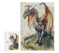 Casse-tête pour Adolescents 300 PCS Mystical Dragon Sketch Casse-tête pour Adultes, Jeu De Réflexion, Décoration Intérieure, Cadeaux Anti-Stress 300 PCS