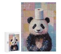 Casse-tête pour Adolescents 300 PCS Panda with Toilet Paper Hat Casse-tête pour Adultes, Jeu De Réflexion, Décoration Intérieure, Cadeaux Anti-Stress 300 PCS