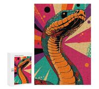 Casse-tête pour Adolescents 300 PCS Retro Snake Art Cobra Pop Art Print Snake Art Casse-tête pour Adultes, Jeu De Réflexion, Décoration Intérieure, Cadeaux Anti-Stress 300 PCS
