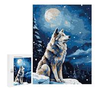 Casse-tête pour Adolescents 500 PCS Alaska Wolf Snow Pixel Art Casse-tête pour Adultes, Jeu De Réflexion, Décoration Intérieure, Cadeaux Anti-Stress 500 PCS