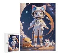Casse-tête pour Adolescents 500 PCS Astronaut Cat in Space Casse-têtes pour Adultes, Jeu De Réflexion, Anti-Stress, Cadeau d'anniversaire Original 500 PCS
