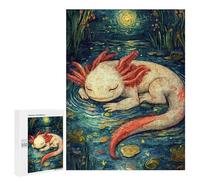 Casse-tête pour Adolescents 500 PCS Axolotl Sleeping Starry Night Casse-tête pour Adultes, Jeu De Réflexion, Décoration Intérieure, Cadeaux Anti-Stress 500 PCS