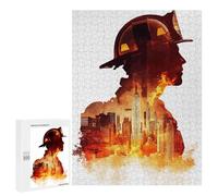 Casse-tête pour Adolescents 500 PCS Firefighter Silhouette Cityscape Casse-tête pour Adultes, Jeu De Réflexion, Décoration Intérieure, Cadeaux Anti-Stress 500 PCS