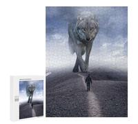 Casse-tête pour Adolescents 500 PCS Giant Wolf Vs Man Mindset Casse-têtes pour Adultes, Jeu De Réflexion, Anti-Stress, Cadeau d'anniversaire Original 500 PCS