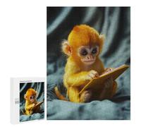 Casse-tête pour Adolescents 500 PCS Golden Baby Monkey Reading Casse-tête pour Adultes, Jeu De Réflexion, Décoration Intérieure, Cadeaux Anti-Stress 500 PCS