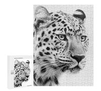 Casse-tête pour Adolescents 500 PCS Jaguar Face Black and Whit Casse-têtes pour Adultes, Jeu De Réflexion, Anti-Stress, Cadeau d'anniversaire Original 500 PCS