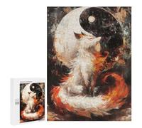 Casse-tête pour Adolescents 500 PCS Kitsune and Yin Yang Casse-têtes pour Adultes, Jeu De Réflexion, Anti-Stress, Cadeau d'anniversaire Original 500 PCS