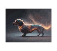 Casse-tête pour Adolescents 52x38cm/1000pcs Colorful Dachshund in Abstract Art Casse-tête pour Adolescents Jeu De Réflexion Cadeaux De Décoration Parfaits pour Les Amis Et La Famille 52x38cm/1000pcs