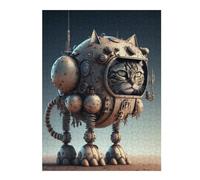 Casse-tête pour Adolescents 52x38cm/1000pcs Steampunk Cat Robot Casse-tête pour Adolescents Jeu De Réflexion Cadeaux De Décoration Parfaits pour Les Amis Et La Famille 52x38cm/1000pcs