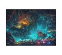 Casse-tête pour Adolescents 52x38cm/1000pcs Underwater Fantasy Cave with Ship Casse-tête pour Adolescents Jeu De Réflexion Cadeaux De Décoration Parfaits pour Les Amis Et La Famille 52x38cm/1000pcs
