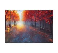 Casse-tête pour Adolescents 75x50cm/1000pcs Autumnal Pathway with Red Leaves Casse-tête pour Adolescents Jeu De Réflexion Cadeaux De Décoration Parfaits pour Les Amis Et La Famille 75x50cm/1000pcs