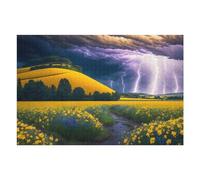 Casse-tête pour Adolescents 75x50cm/1000pcs Thunderstorm Over Golden Fields Casse-tête pour Adolescents Jeu De Réflexion Cadeaux De Décoration Parfaits pour Les Amis Et La Famille 75x50cm/1000pcs