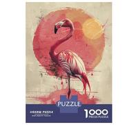 Casse-tête pour adolescents de 1000 pièces aquarelle flamant rose jeu familial améliorer la mémoire cadeaux de Noël d'anniversaire 70 x 50 cm 1000 pièces