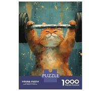 Casse-tête pour adolescents de 1000 pièces Fitness Chat tigré Fat Gym Adolescent Jeu familial Améliorer la mémoire Cadeaux de Noël d'anniversaire 70 x 50 cm 1000 pièces