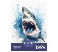 Casse-tête pour adolescents de 1000 pièces requin aquarelle jeu familial améliorer la mémoire cadeaux de Noël d'anniversaire 38 x 26 cm 1000 pièces