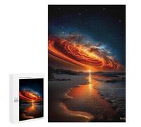 Casse-tête pour Adultes 1000 PCS Celestial Firestorm at Sunset - Cosmic Galaxy Over Ocean Casse-tête pour Adultes, Jeu De Réflexion Difficile, Idéal comme Cadeau 1000 PCS