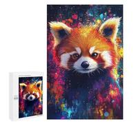 Casse-tête pour Adultes 1000 PCS Red Panda Splash Art Casse-tête pour Adultes, Jeu De Réflexion Difficile, Idéal comme Cadeau 1000 PCS