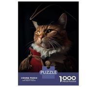 Casse-tête pour adultes 1000 pièces drôle Napoléon Empereur Chat Adolescent Jeu pratique Décoration de la maison Cadeaux de Noël d'anniversaire 52 x 38 cm 1000 pièces