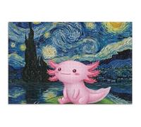 Casse-tête pour adultes 1000 pièces peinture d'art floral personnalisé amusant Prime Puzzle mignon Axolotl Nuit étoilée Peinture Art Jeu Cadeaux technologiques, 75 x 50 cm