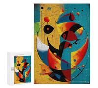 Casse-tête pour Adultes 300 PCS Cosmic Crescents and Orbits - Mid-Century Modern Abstract Geometry Casse-tête pour Adultes, Jeu De Réflexion Difficile, Idéal comme Cadeau 300 PCS