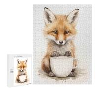 Casse-tête pour Adultes 500 PCS Fox with Coffee Mug Casse-tête pour Adultes, Jeu De Réflexion Difficile, Idéal comme Cadeau 500 PCS