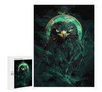 Casse-tête pour Adultes 500 PCS Green Eagle Falcon Bird with Moon Casse-tête pour Adultes, Jeu De Réflexion Difficile, Idéal comme Cadeau 500 PCS