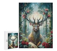 Casse-tête pour Adultes 500 PCS Majestic Deer in Enchanted Forest Casse-tête pour Adultes, Jeu De Réflexion Difficile, Idéal comme Cadeau 500 PCS