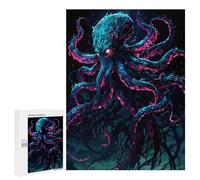 Casse-tête pour Adultes 500 PCS Neon Octopus Fantasy Creature Illustration Casse-tête pour Adultes, Jeu De Réflexion Difficile, Idéal comme Cadeau 500 PCS
