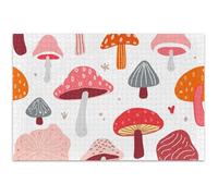 Casse-tête pour adultes de 1000 pièces Nature drôle Jeu Cadeaux Cool Puzzle pour adultes Peinture d'art animalier Couleurs fantaisistes Mignon Champignons 75 x 50 cm