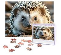 Casse-tête pour adultes de 500 pièces personnalisées - Puzzle bébé hérisson mignon avec sac de rangement - Puzzle photo stimulant pour décoration d'intérieur, famille, mariage