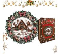 Casse-Tête Pour Adultes - Design de Couronne Interactive sur le Thème de Noël - Puzzle en Bois de Couronne de Noël | Pour Hommes, Garçons, Filles, Jeunes, Adolescents, Mari, Fils, Fille, Famille, Amis