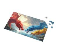 Casse-tête pour enfants de 4 à 6 ans Trois dragons : rouge, bleu et jaune - Puzzle à images de 1000 pièces pour adultes (500 pièces)