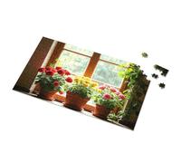 Casse-tête pour enfants de 4 à 6 ans - Trois roses en pot près de la fenêtre - Puzzle de 1000 pièces pour adultes (300 pièces)