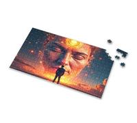 Casse-tête pour enfants de 4 à 6 ans, un homme se tient devant un visage géant avec une aura lumineuse - Puzzle photo pour fille de 4 ans - Cadeau d'anniversaire (500 pièces)