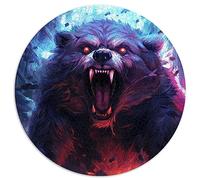 Casse-tête | Puzzles 1000 pièces pour Adultes Bear Attack Puzzle Rond Cadeau Carton recyclé 26,5 x 26,5 Pouces