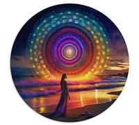 Casse-tête | Puzzles 1000 pièces pour Adultes, Esprit Arc-en-Ciel, Puzzle Rond, Cadeau, Planche recyclée de qualité supérieure, 26,5 x 26,5 Pouces