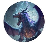 Casse-tête | Puzzles 1000 pièces pour Adultes Fury Dragon Puzzle Rond Cadeau Carton recyclé 26,5 x 26,5 Pouces