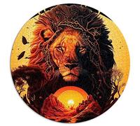 Casse-tête | Puzzles 1000 pièces pour Adultes Le Roi Lion de la Jungle Puzzle Rond Cadeau Premium Planche 100% recyclée 26,5 x 26,5 Pouces