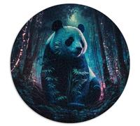 Casse-tête | Puzzles 1000 pièces pour Adultes, Puzzle Rond Panda Lune, Cadeau en Carton recyclé, 26,5 x 26,5 Pouces