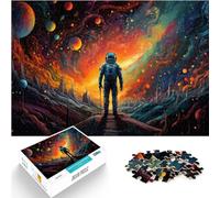 Casse-tête | Puzzles Astronaute Galactique psychédélique coloré 1000 pièces Puzzles pour Adultes Puzzles Cadeaux Puzzle en Bois Puzzles drôles (50x75 cm)