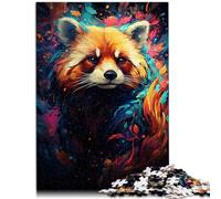 Casse-tête | Puzzles Le psychédélisme coloré de la Voie lactée Panda Roux 1000 pièces Puzzle pour Adultes Puzzle en Bois DIY Puzzle Jouets (50 x 75 cm)