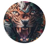 Casse-tête | Puzzles Ronds 1000 pièces pour Adultes, Motif Floral, léopard, Cadeau, Planche 100% recyclée de qualité supérieure, 26,5 x 26,5 Pouces